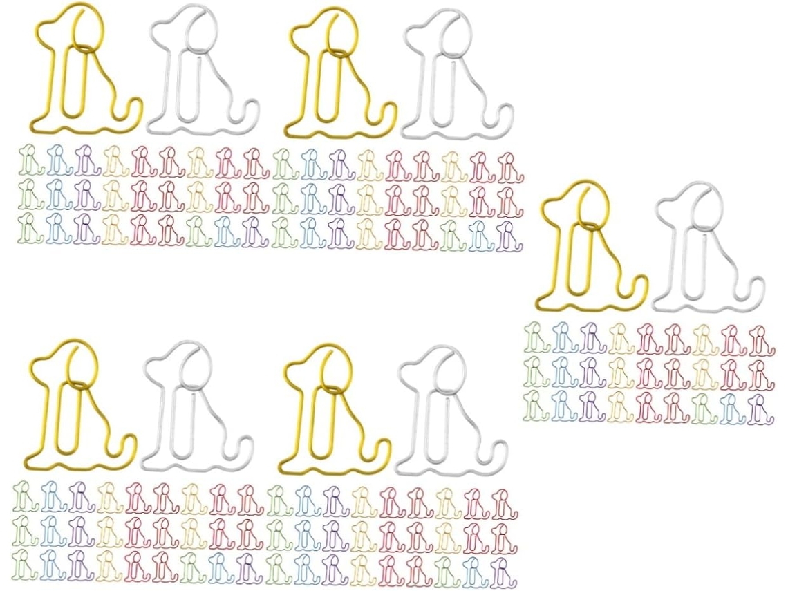Conjunto de 5 clipes de papel Tehaux com formato de cachorrinho, clipes de bulldog, artigos de papelaria, porta-papel bulldog, clipes