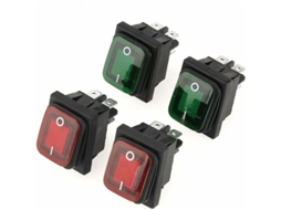Interruptores de Alimentação Gangorra Iluminados 12v/220v, Conjunto de 4 Peças PRIME KANG (2x Vermelhos 12v, 2x Verdes 12v)
