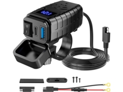 Adaptador Para Celular De Motocicleta Com Monitor Bateria Rápido 30w