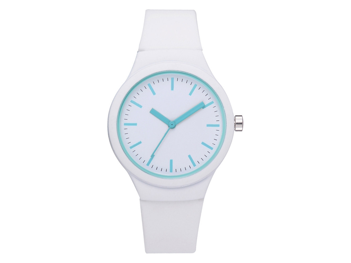 Relógio de Pulso Feminino Simples de Quartzo Pulseira de Silicone Moda Redondo Branco