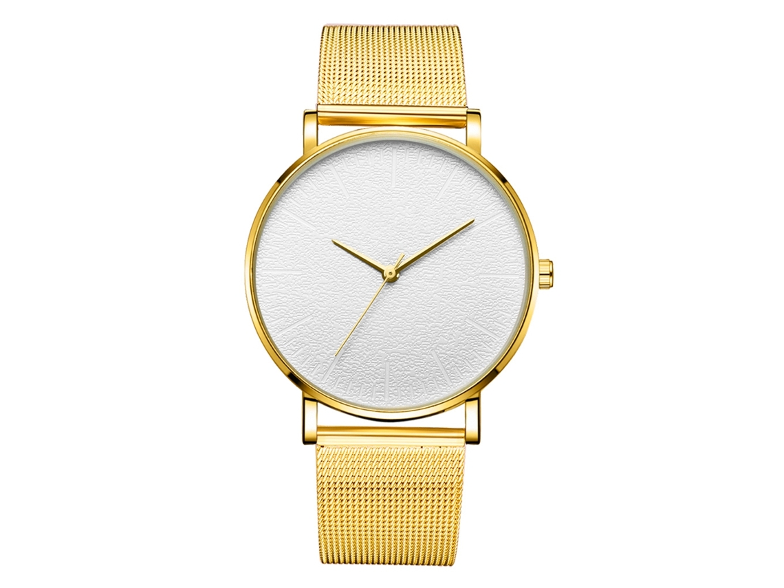 Relógio de quartzo casual Gaiety Fashion para homens e mulheres com pulseira de liga metálica.
