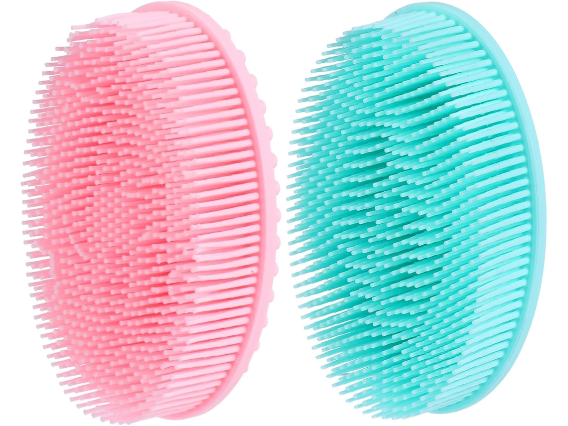 Valiclud Conjunto De 2-escovas Banho Portáteis Silicone Para Massagem Corporal E Lavagem Cabelo