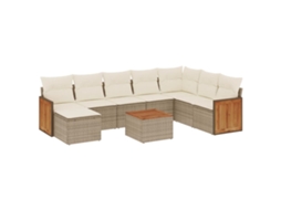 Maison Exclusive - 9 Pcs Conjunto De Sofás P/ Jardim Com Almofadões Vime Pe Bege