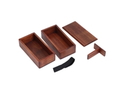 Ronjoe-caixa De Almoço De Madeira Natural 2 Camadas Bento Stackable Utensílios De Cozinha