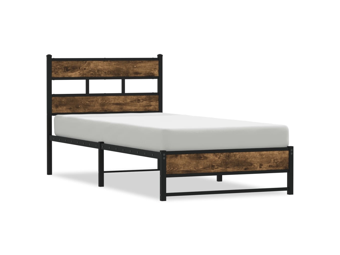 Bed Frame, Bed Frames Vidaxl Marrom Metal (90 X 200 Cm)