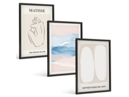 Composição De Quadros Formas Abstratas Matisse Moldura Preta Imagens Para Um Quarto Infantil Espelharte (3 Piezas De 40x60 Cm)