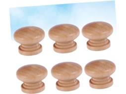 Conjunto De 6 Puxadores Madeira Em Formato Cogumelo Para Armários, Com Um Furo