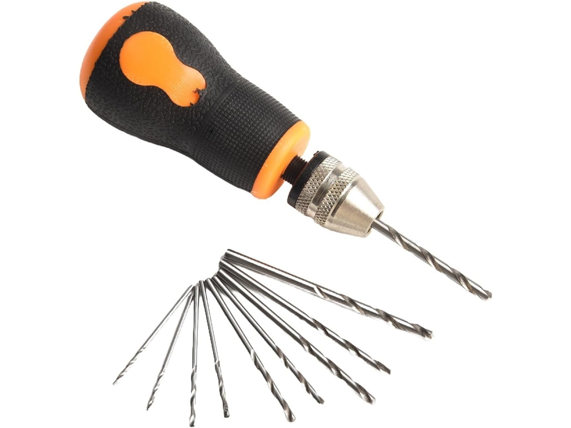 Kit De Mini Furadeira Manual Portátil, Inclui 10 Brocas Helicoidais