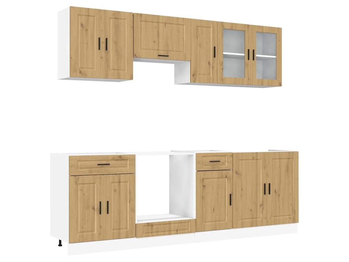 Conjunto de 8 armários de cozinha Carvalho Artisiano - EXCLUSIVO DA MAISON