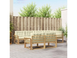 Vidaxl Conjunto De Sofás Para Exterior 6 Pcs Branco E Creme Poliéster