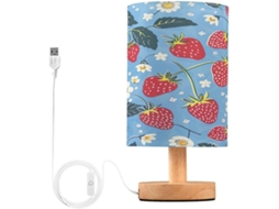 Abajur De Cabeceira Em Formato Flor Morango Para Quarto, Com Portas De Carregamento Usb C, Luminária De Mesa Cabeceira