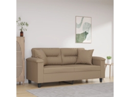 Vidaxl Sofá 2 Lugares + Almofadas 140 Cm Couro Artificial Cappuccino