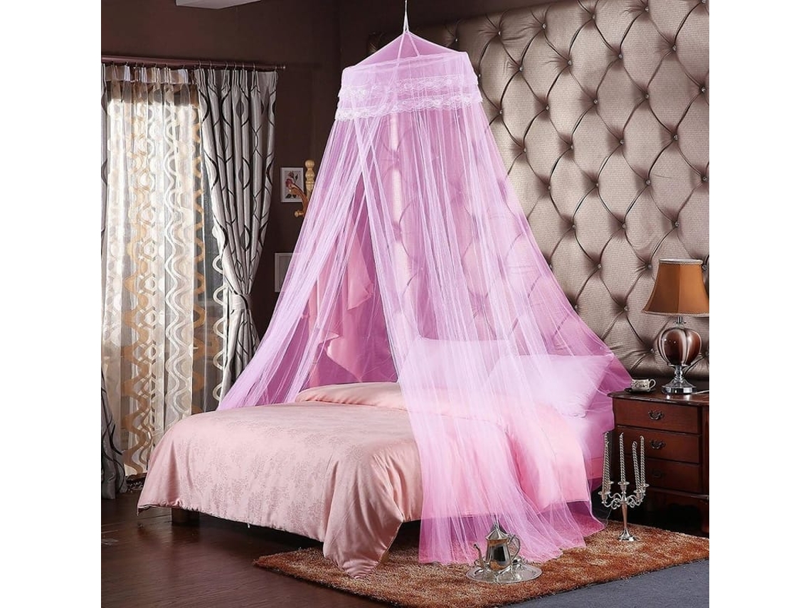 Manta De Cama Infantil De Poliéster Com Mosquiteiro Princess Rosa Domo Para Quarto Menina