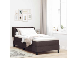 Vidaxl Cama Box Com Cabeceira Marrom Escuro 90 X 190 Cm Tecido