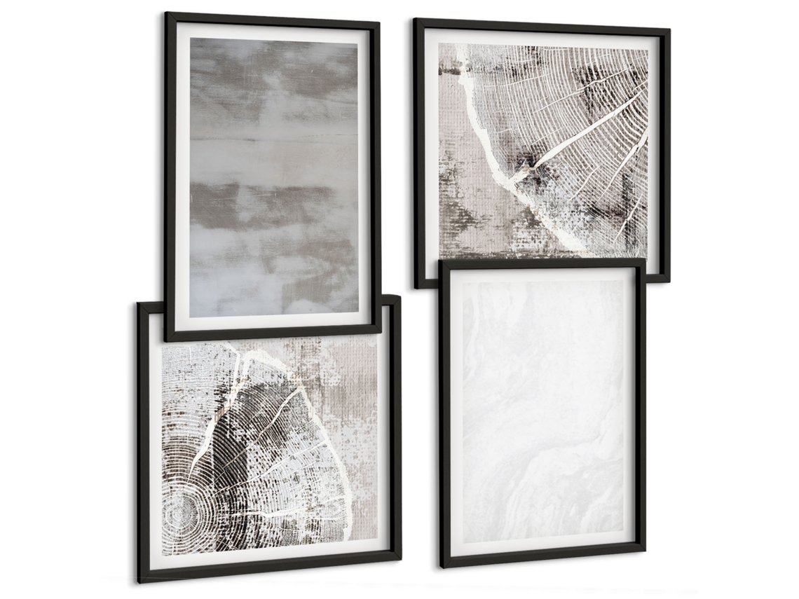 Composição De Quadros Formas Abstratas Modernas Espelharte (4 Peças)