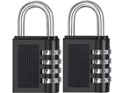Conjunto De 2 Cadeados Com Código, Preto, Para Armários, Ginásio, Escola, Exterior