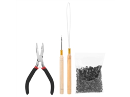 2026 kit de Extensión de Pelo Con Aguja, Pinza Y 500 Anillos Micro Negros para Peluca