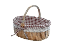 Cesta De Mimbre Ovalada Vacía Con Asa Tejida A Mano Para Picnic, Regalo Y Almacenamiento Natural 26x20x13cm
