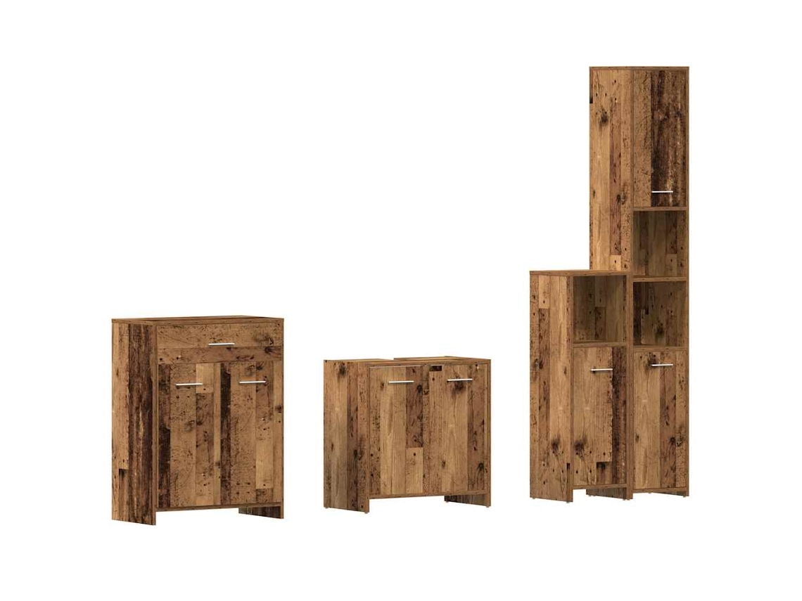 Conjunto de Móveis Casa Banho Derivados Madeira Madeira Velha MAISON EXCLUSIVE 4 Pcs