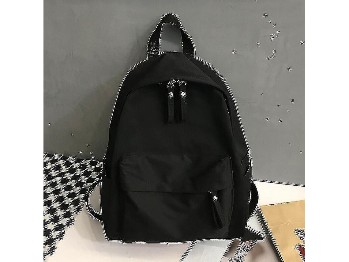 Mochila De Lona Para Adolescentes Mujer Antirrobo Escolar Viaje De Alta Calidad 29x13x39cm Negro