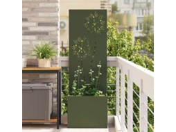 Vidaxl Tela De Privacidade Para Jardim Floral Verde-oliva 50 X 140 Cm