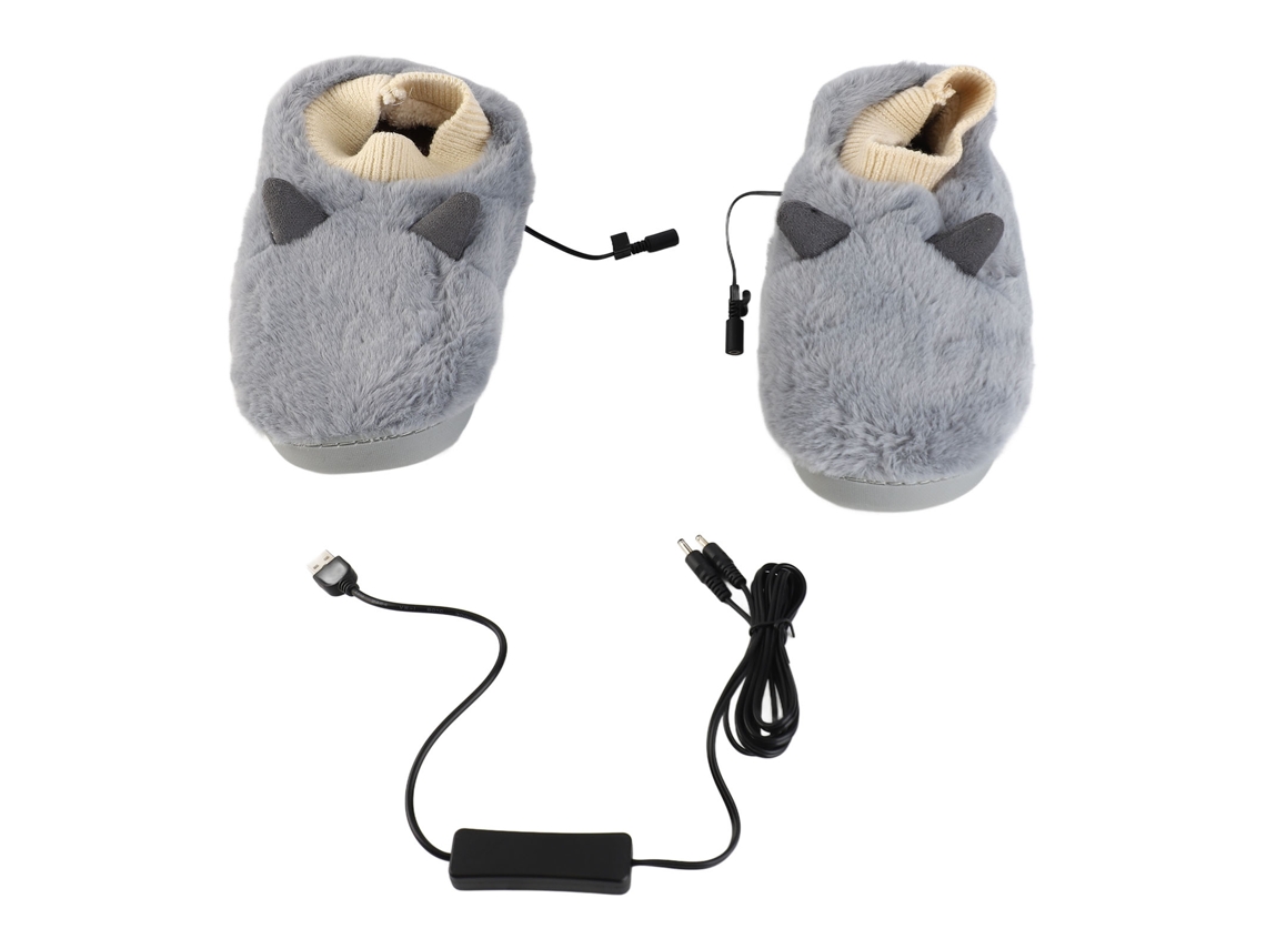 Pantuflas Quentes USB de Peluche, Ajustáveis, Antiderrapantes, para Homem, Inverno