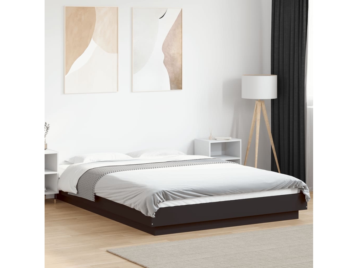 Estrutura Cama C/ Luzes Led 120x190 Cm Derivados Madeira Preto