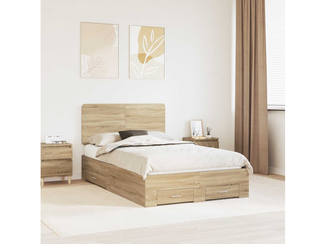 Vidaxl Estrutura Da Cama Com Gaveta Carvalho Sonoma 120 X 200 Cm