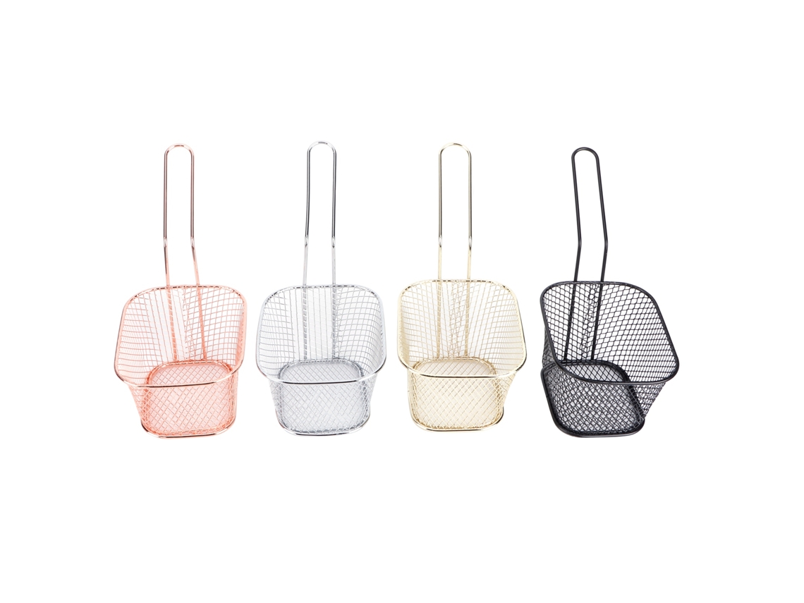 4 Peças De Cestos Para Fritar Batatas Fritas, Filtro Quadrado, Escorredor De Malha, Utensílios De Cozinha
