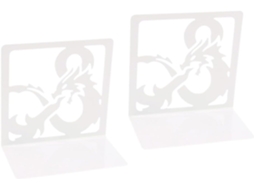 Conjunto De 2 Suportes Para Livros Housouutil Em Metal Com Design Dragão Na Cor Branca Leves E Duráveis, Ideais Para
