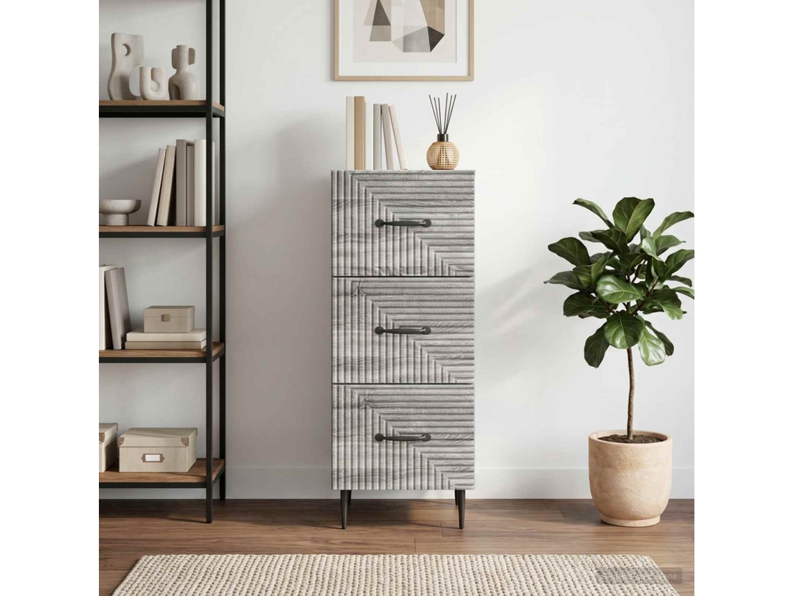 Vidaxl Gabinete De Gavetas Sonoma Cinzento 33 X 34,5 X 89,5 Cm
