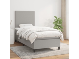 Cama Com Molas/colchão 90x190 Cm Tecido Cinzento-claro