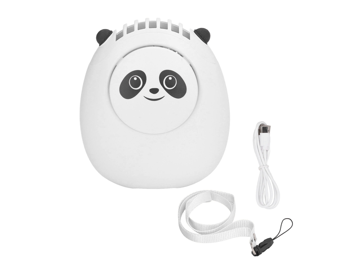 Ventilador de Cuello Portátil Oso Cute 3 Velocidades Usb Recargable Silencioso Sin Aspas Mini Con Lanyard para Viaje Oficina Blanco