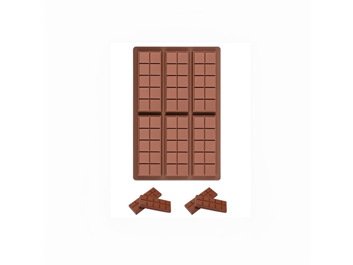 Formas De Silicone Para Chocolate - 6 Moldes Com 10 Quadrados Cada - Silicone - Castanho