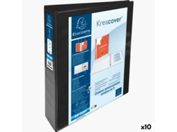 Pasta com argolas EXACOMPTA Kreacover Preto A4+ Personalizável (10 Unidades)