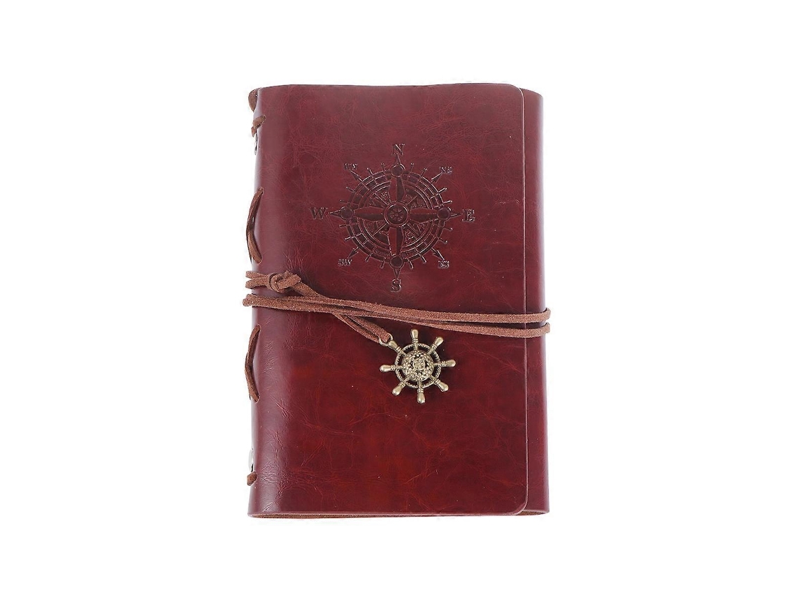 Lurelia Caderno De Couro Sem Pauta, 15 X 10 Cm, 170 Páginas, 85 Folhas, Vermelho