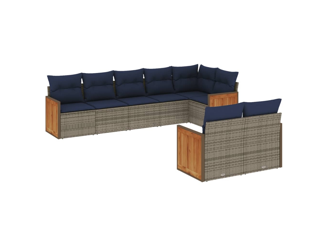 Conjunto de Sofá de Jardim, 8 Peças, Almofadas, Rattan Cinza MAISON EXCLUSIVE
