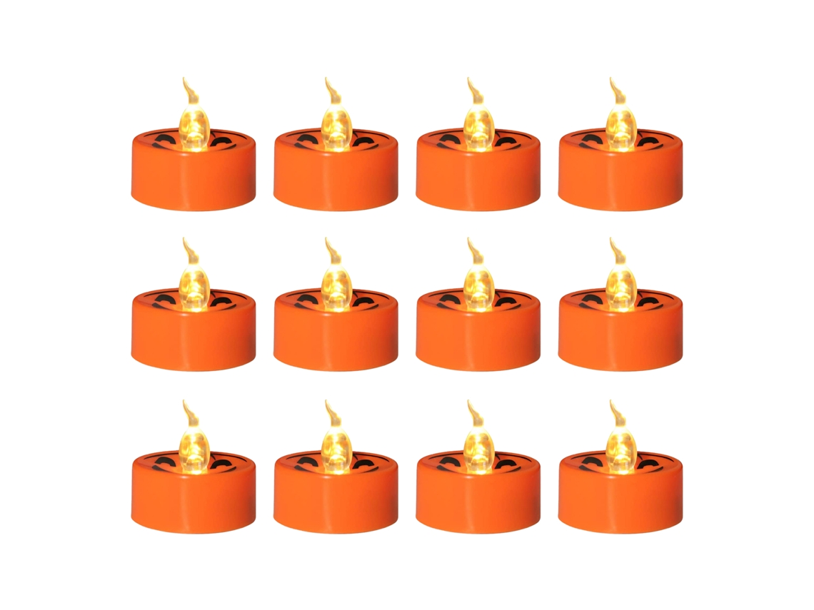 Laxiscreed Pacote De 12 Velas Led De Halloween Com Cara De Abóbora Para Decoração Festiva