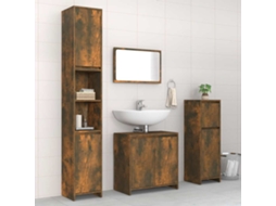 Vidaxl 4pcs Conjunto De Móveis Wc Derivados De Madeira Carvalho Fumado