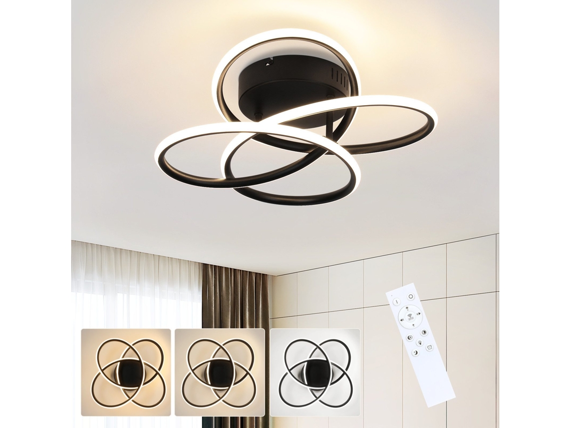 Nettlife Led Luz De Teto Hallway Preto Lâmpada De Corredor Design Moderno Regulável Com Controlo Remoto Cozinha 44 W
