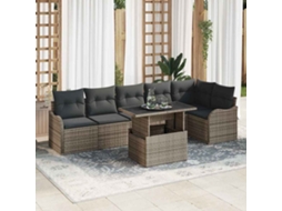 Vidaxl Conjunto De Sofá De Jardim 7 Unid. Cinzeto