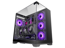Mc Vision Caixa Atx Triplo Cristal Temperado Sem Quadro Design De Duas Câmaras Usb 30 Preto Mars Gaming