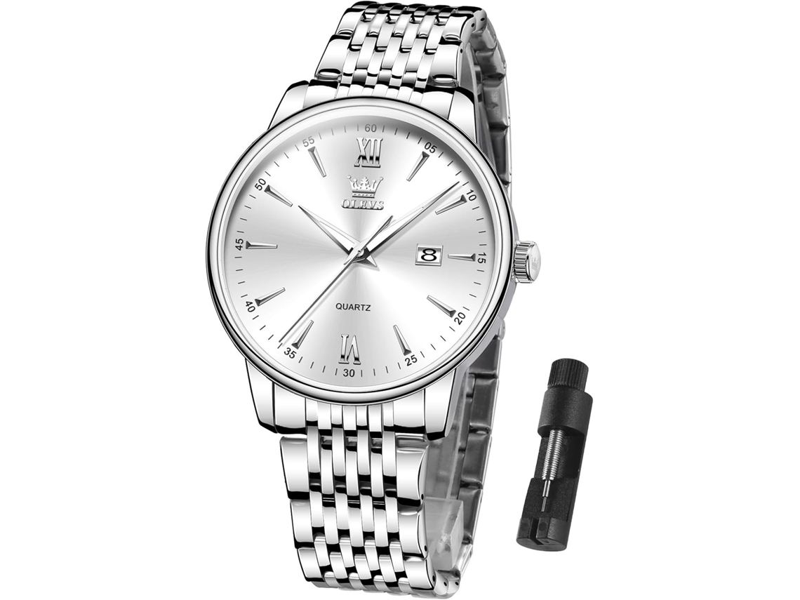Lurelia Relógio Masculino, Movimento De Quartzo, Data/calendário, 10mm, 22 Mm, 8 Polegadas, Aço Inoxidável, Vidro Mineral, Resistente À Água 30m