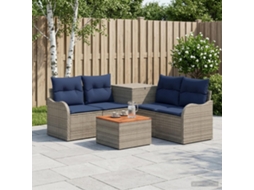 Vidaxl Conjunto De Sofás 6 Unid. Cinza E Azul Marinho