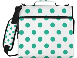 Organizador de Arquivos com 3 Argolas Verde Menta com Bolinhas Brancas, 3,8cm x 1,5 Polegadas, Altura Ideal para Ombros, Fácil de Usar