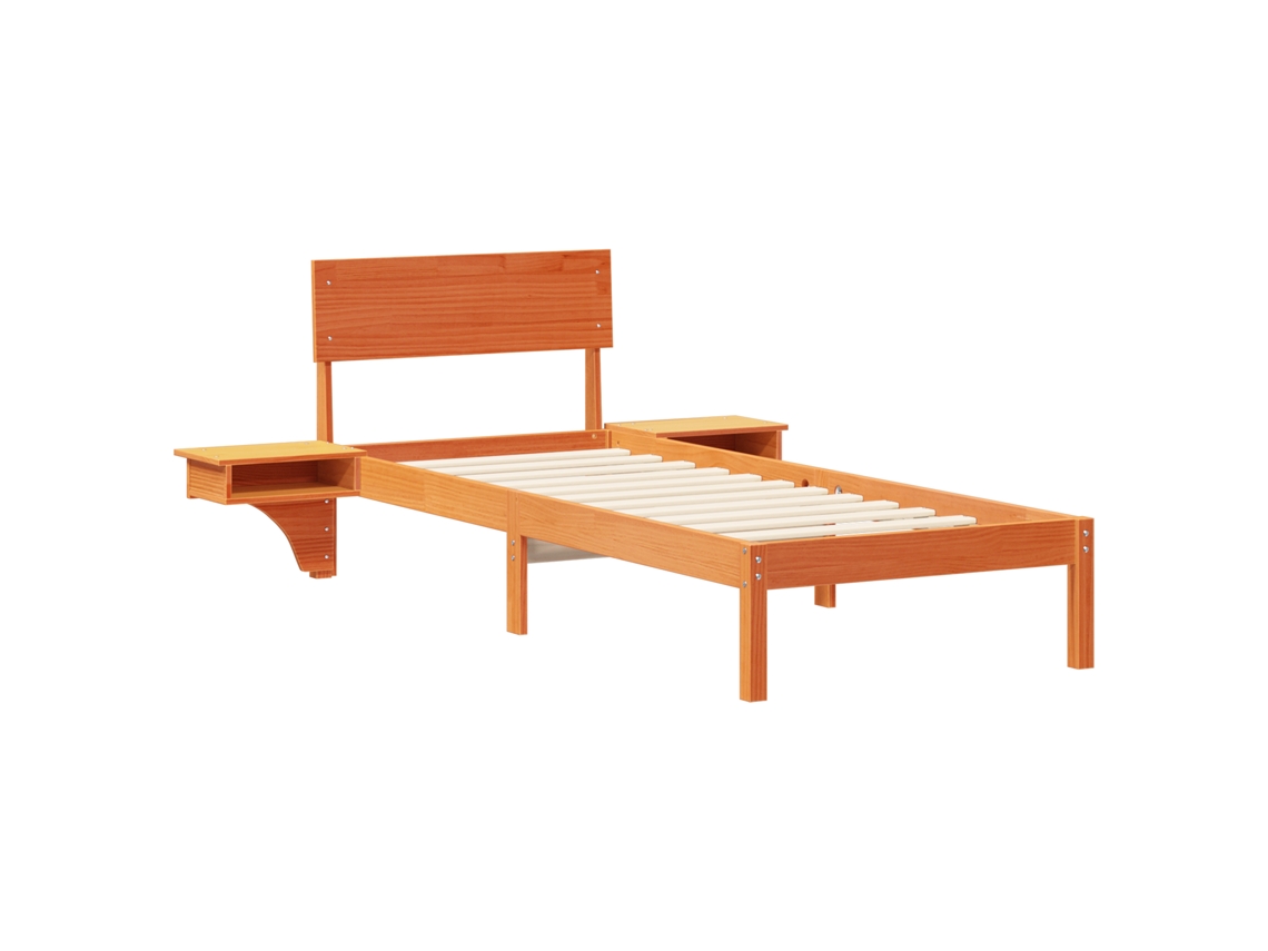 Conjunto 1 Estrado De Cama Plataforma Vidaxl Castanho Madeira De Pinho Maciça (75 X 190 Cm)