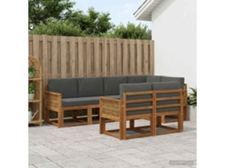 Vidaxl Conjunto De Sofás Para Exterior 7 Pcs Natural E Antracite