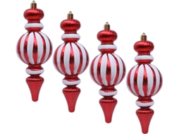 Conjunto De 4 Enfeites De Natal Vermelhos E Brancos Em Formato De Abóbora Para Pendurar Conjunto De 4 Enfeites De Natal Vermelhos E Bra Gokoco