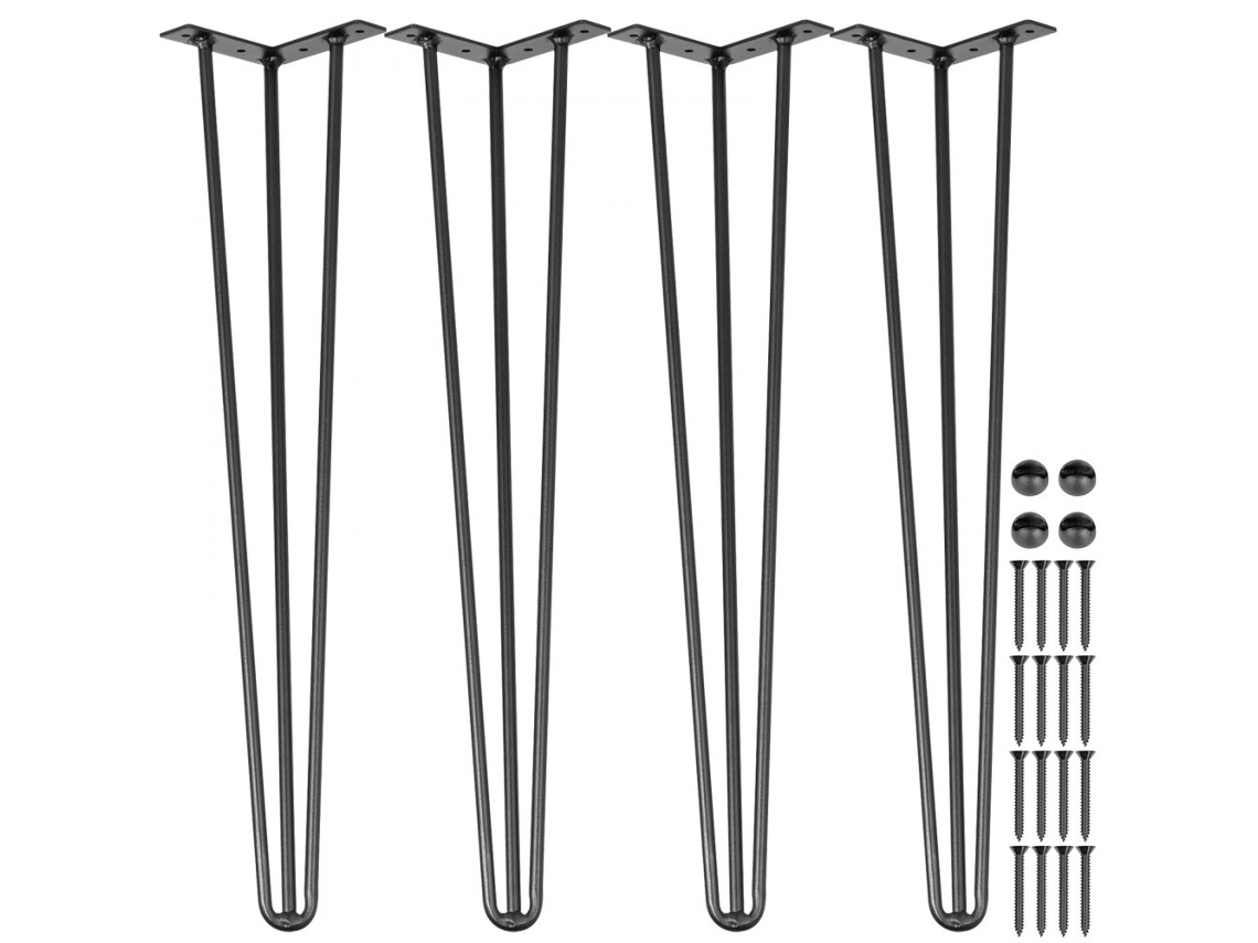 Conjunto De Pernas De Mesa Em Aço Carbono Preto 76,2cm Tekmaquinas