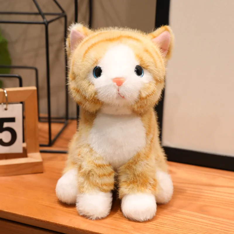 Lindo Brinquedo de Pelúcia Realista de Desenho Animado, Gatinho, para Crianças. MDUG (amarelo, 22 Cm)